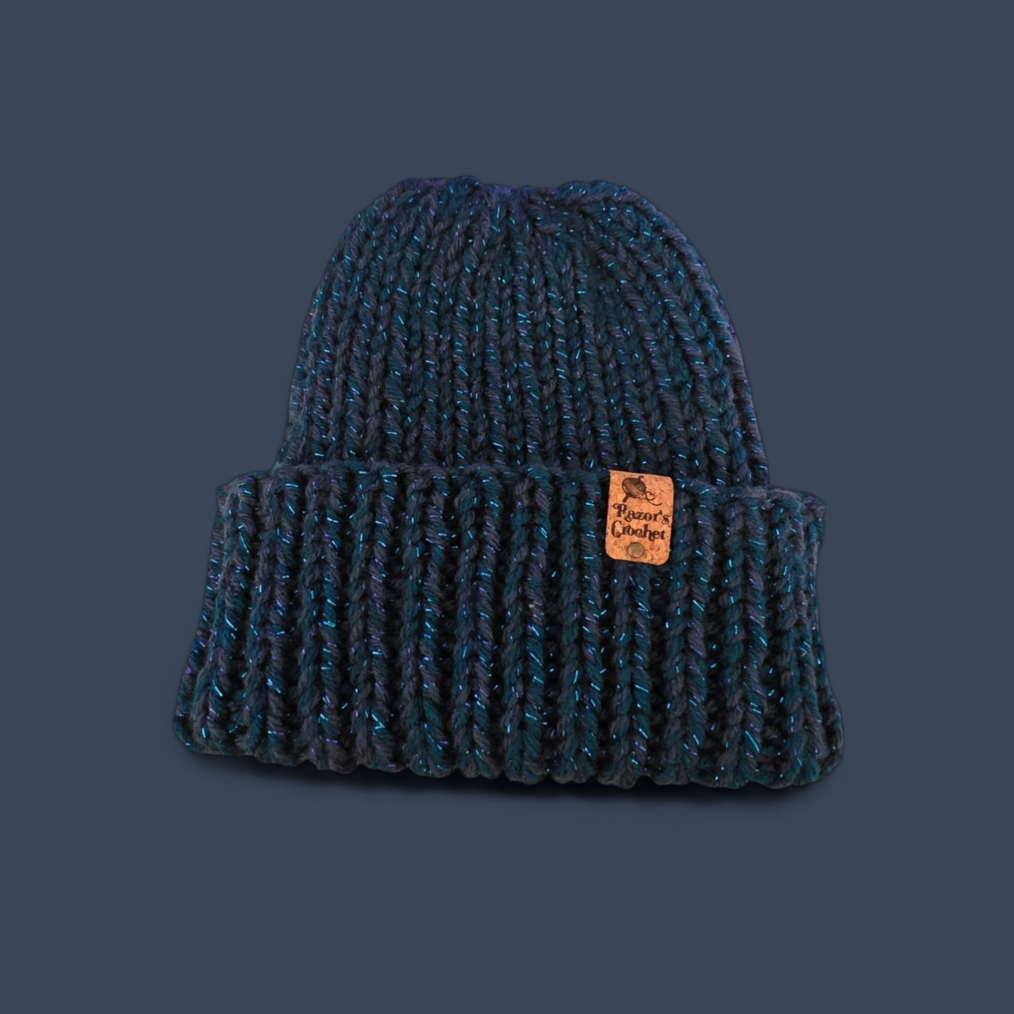Blue And Teal Chunk Knit Beanie