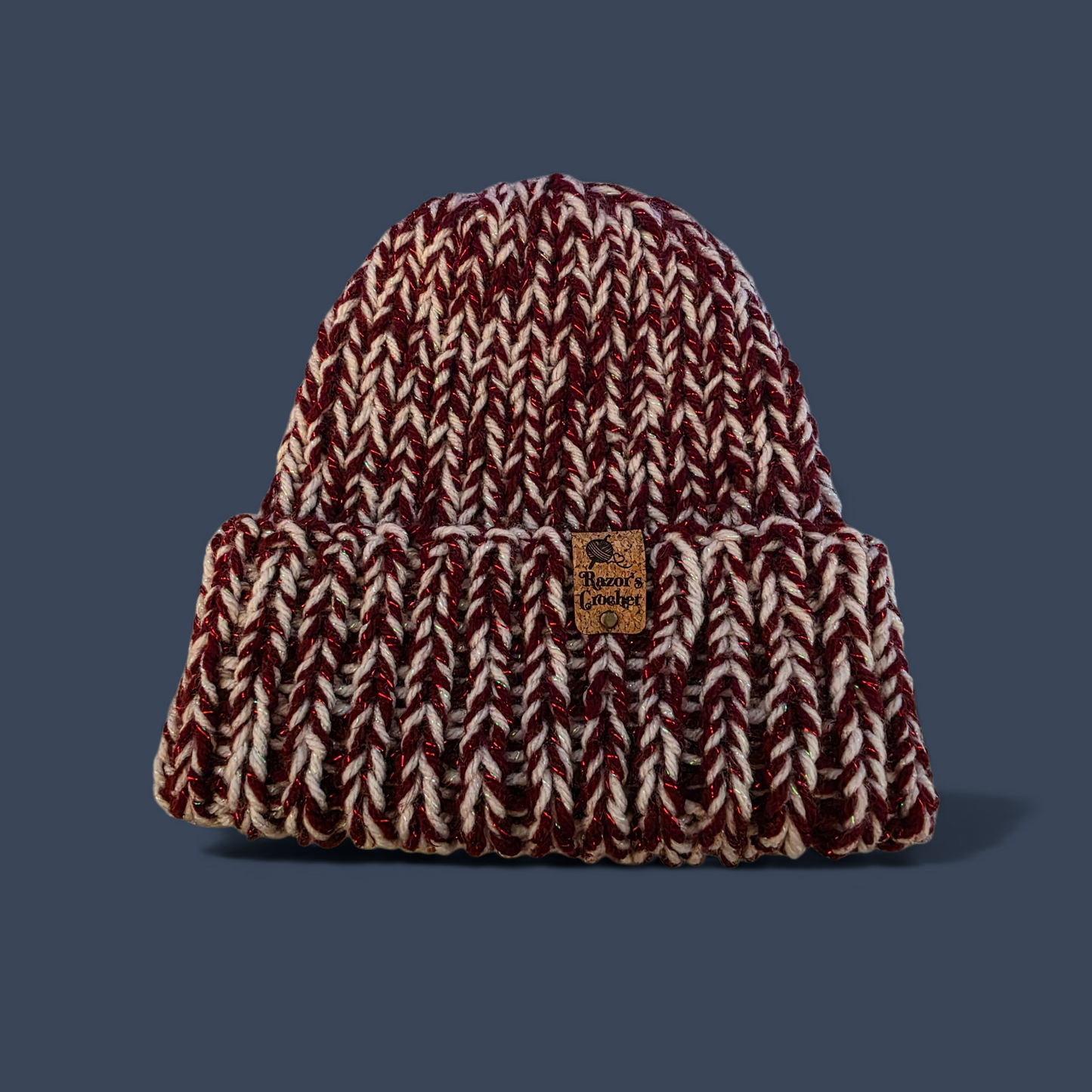 Pink And Red Sparkle Chunk Knit Beanie