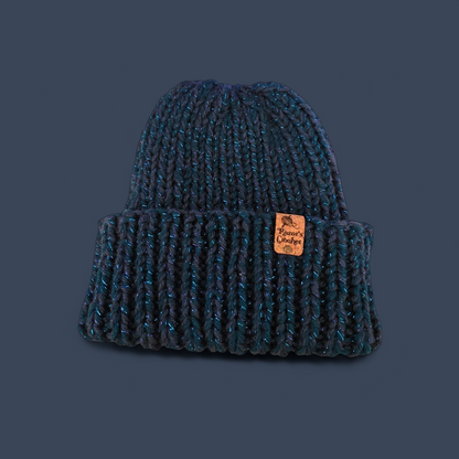 Blue And Teal Chunk Knit Beanie