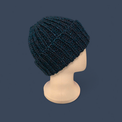 Blue And Teal Chunk Knit Beanie