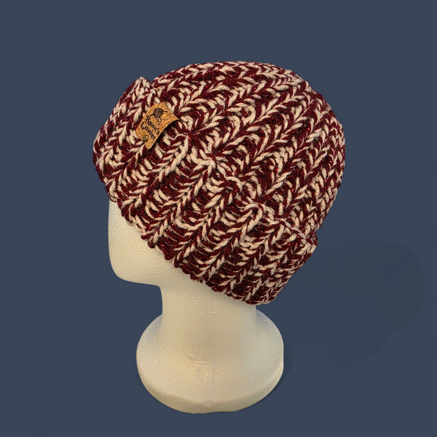 Pink And Red Sparkle Chunk Knit Beanie