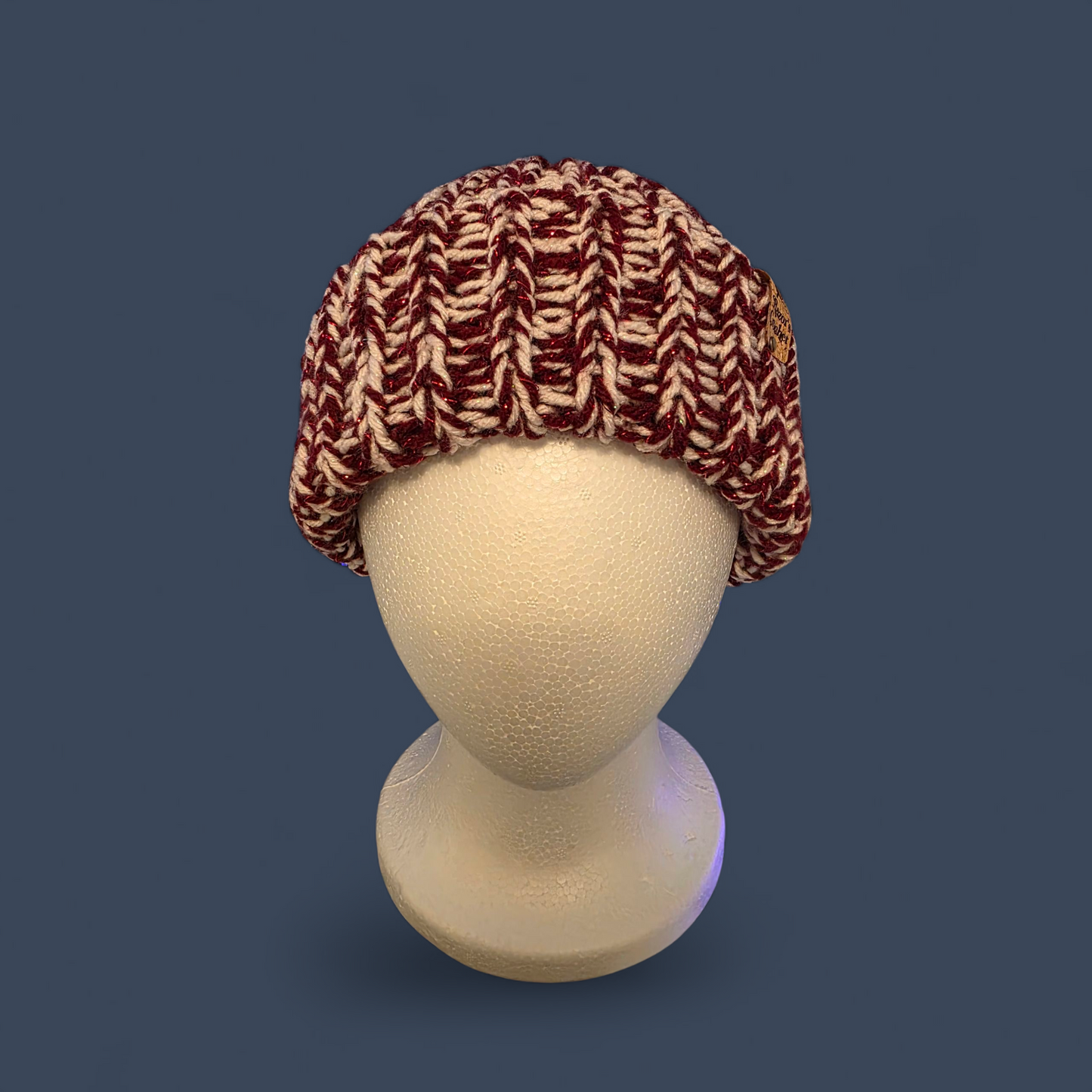 Pink And Red Sparkle Chunk Knit Beanie