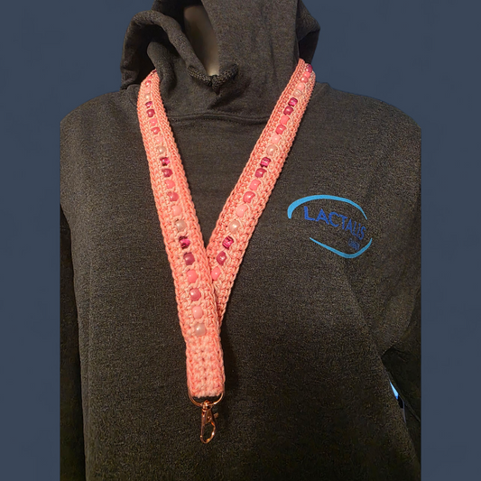 Pink Crocheted Lanyard