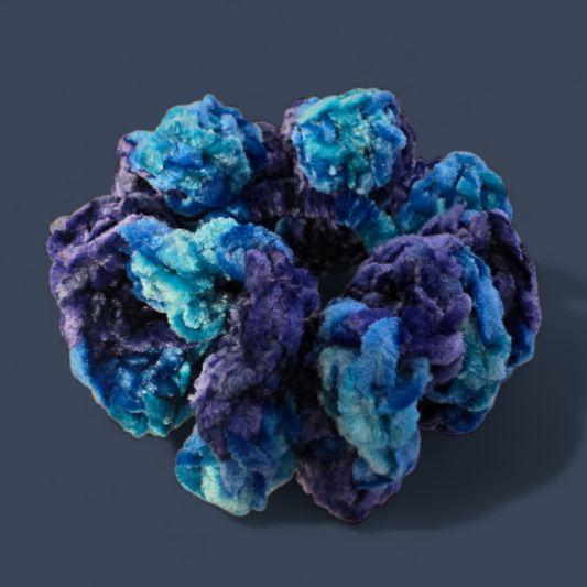 Blue Brilliance Crochet Scrunchie